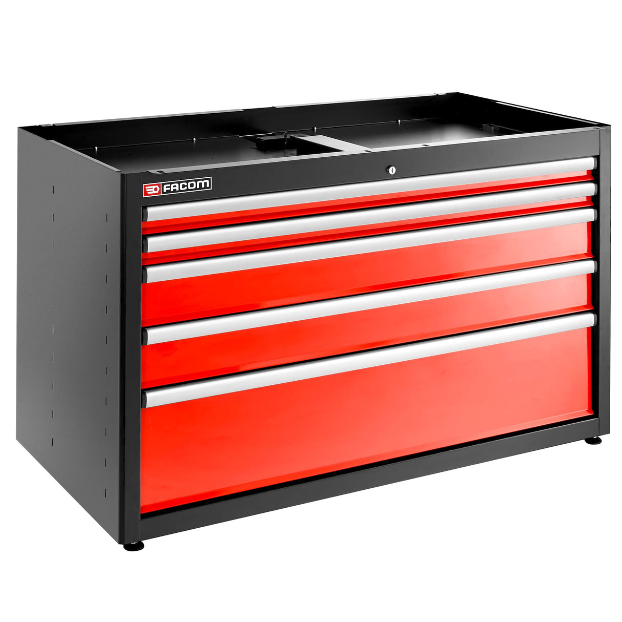 Meuble bas double, 5 tiroirs, 1269 x 421 mm, rouge