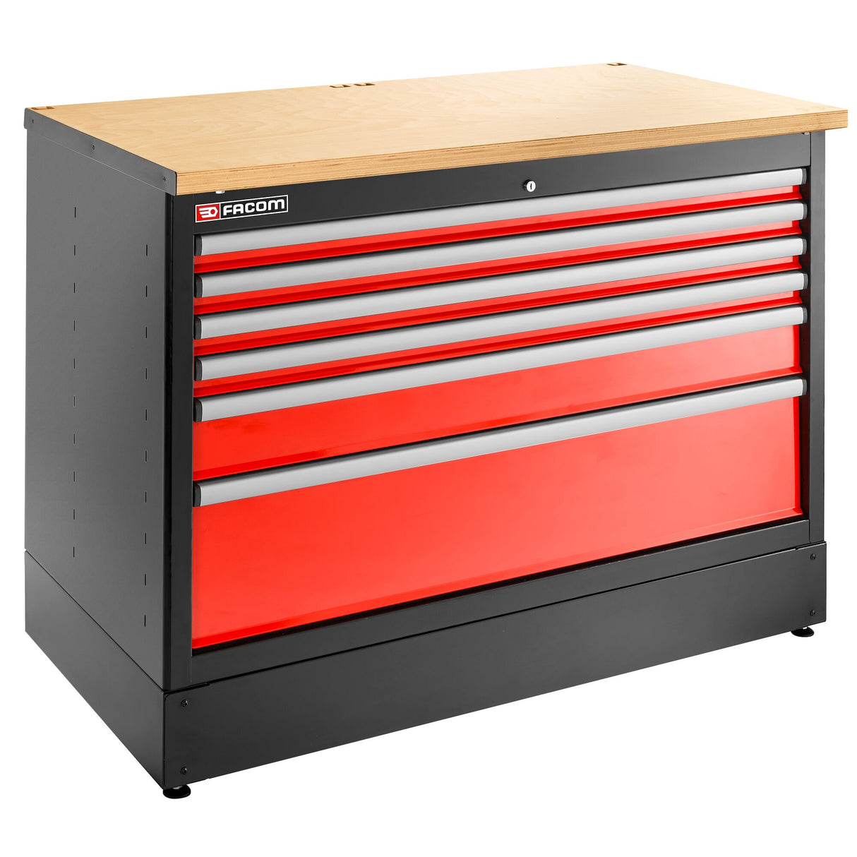 Meuble bas double, 6 tiroirs, 1269 x 421 mm, rouge