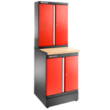 Meuble bas simple, 2 portes pleines, 1 étagère, rouge