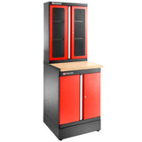 Meuble bas simple, 2 portes pleines, 1 étagère, rouge