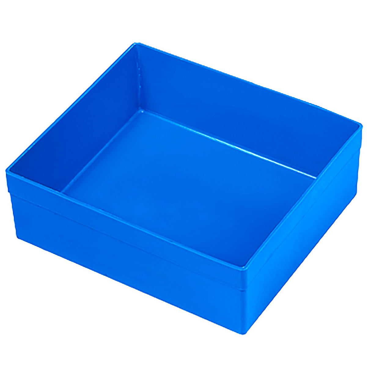 Grand bac carré plastique bleu pour aménagement de valises, H 51 mm